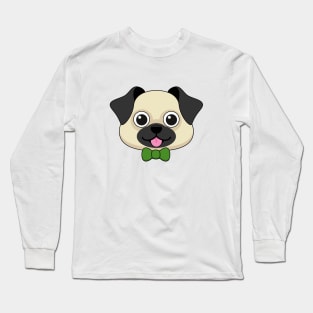 Cute Happy Pug Dog with Papillon Long Sleeve T-Shirt